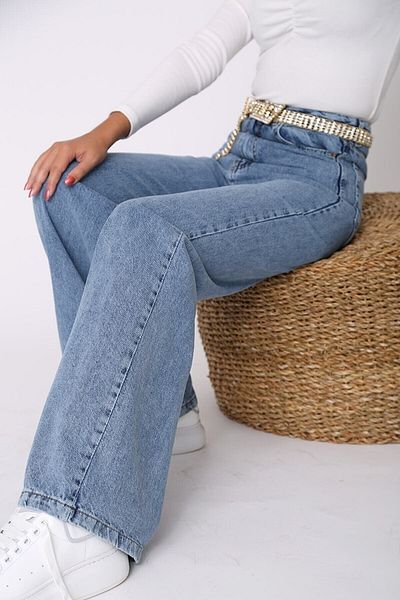 Trn JNS Pantaloni Palazzo din denim largi cu talie super înaltă Marisol Mid Snow Lycra
