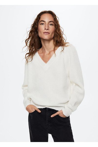 MANGO Woman V-Neck Knitwear Sweater Design