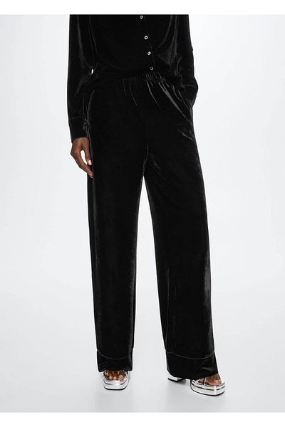 MANGO Woman Straight Cut Velvet Trousers