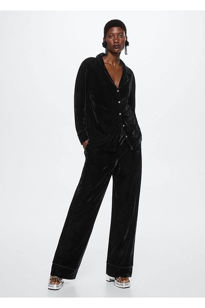 MANGO Woman Straight Cut Velvet Trousers