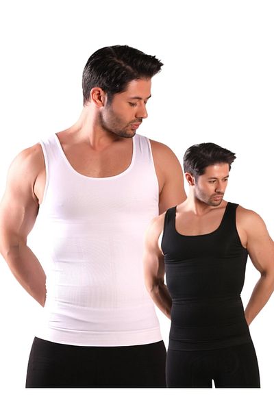 SLIM TIME SHAPER 2 Pieces Recovery Men's Corset Athlete 1 Black 1 White