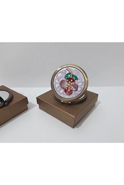 renkli çiçekler Ayna Metal Cep Çanta Aynası Kabartma Dekorlu Düğmeli Açılıp K...