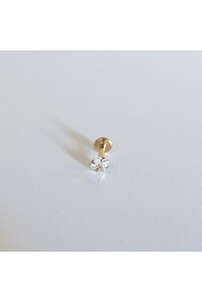 Bylin Cerrahi Çelik Kare Tek Taş Dudak Piercing / Kulak Piercing - 1 Adet