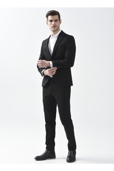 SÜVARİ Normal Bel Slim Fit Siyah Erkek Takım Elbise Tk1000600245