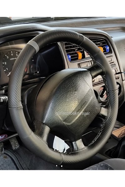 Asegaraj Nissan Primera Uyumlu Noktalı-karbon Gri Yüzüklü Deri Dikmeli Direks...