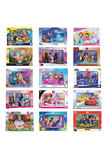 Kesman Kitap Disney Kahramanları Lisanslı Frame 24 Parça 5'li Karma Puzzle Set