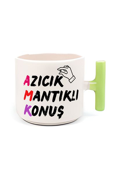 GünayStore Double Turkish Coffee Cup & Espresso Speak Sensibly Green T Cup 200 Ml
