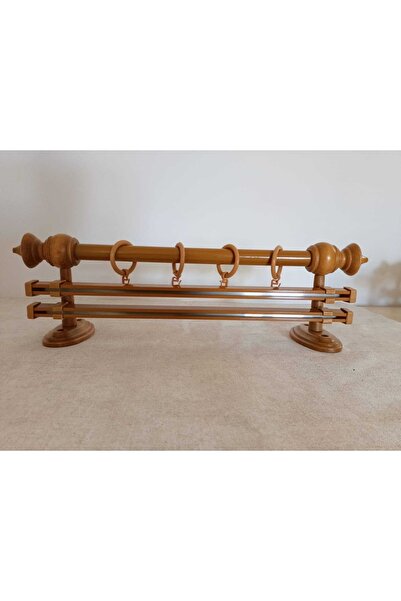 BeSe HOME Çift Raylı Ahşap Rustik 150 Cm Korniş Perde Askısı Perde Aksesuarı