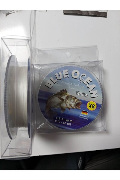 EmreAv Blueeocean 8.x Floor - 150 متر حبل صيد باللون الأبيض، 0.10 مم