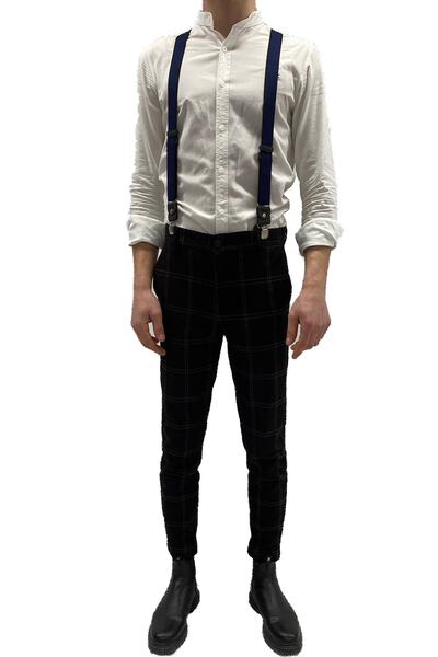 ZEKTON حزام بنطلون للجنسين مصنوع من الجلد باللون الأزرق الداكن بنسبة 100%