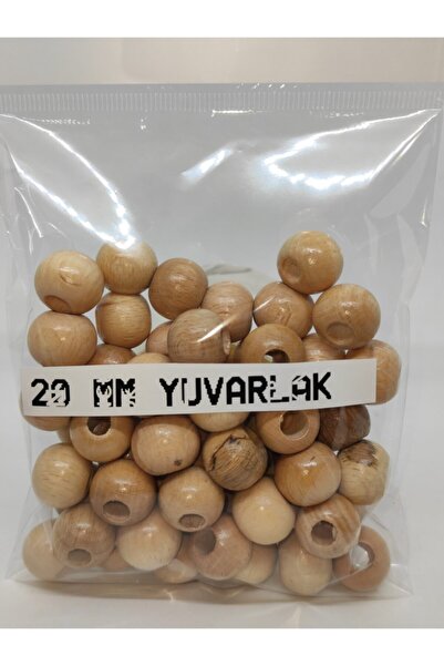 CYD DEMİRALAY BONCUK Mărgele rotunde din lemn de 20 mm cremă 100 gr 47 bucăți