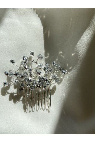 Pearly Handmade مشبك مشط رمادي
