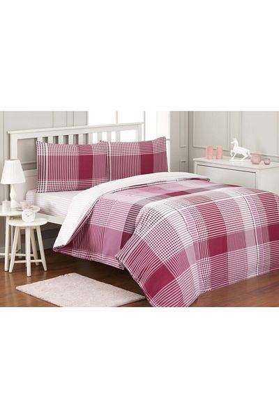 Özdilek Double Duvet Cover Set Modaletto Fashion Tartan Damson