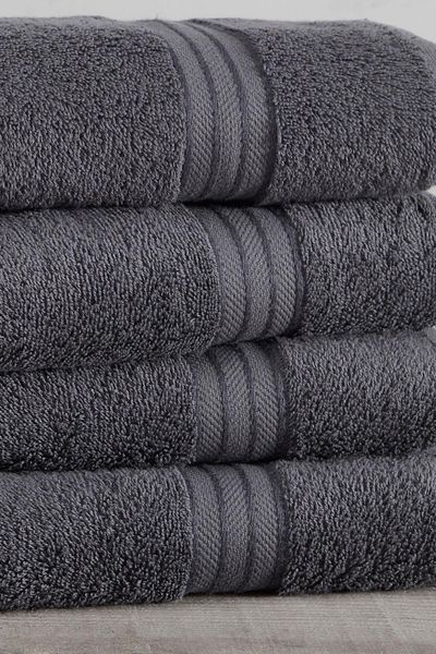 Tertio Rainbow 100% Cotton Extra Soft Anthracite 4-Piece Hand/Face Towel Set (4*50X80)