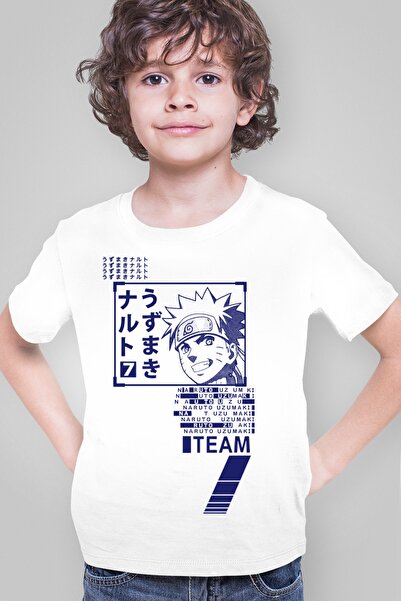 ROCKANDROLL Хлопчача біла футболка з коротким рукавом і написом Naruto