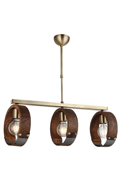 LUCEA Manya 3 Lü Sıralı Ahşaplı Antik Lak Avize 3xe27