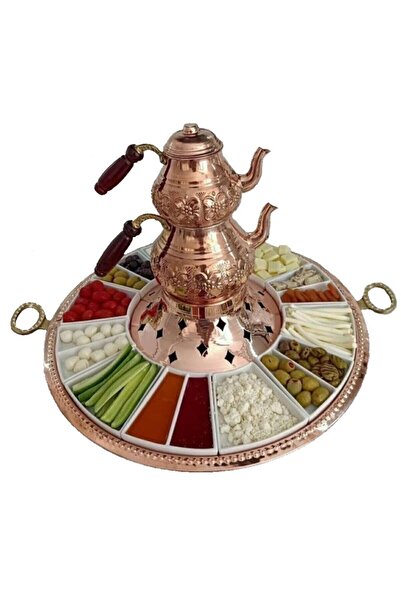 Genel Markalar Bakır Kahvaltı Seti Çaydanlık Tepsi Porselen Dahil Kahvaltılık...