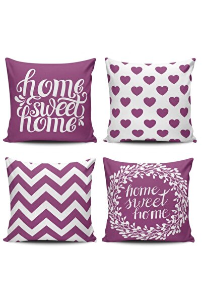 Alkan Homes غطاء وسادة رمي حديث مكون من 4 قطع بلون فوشيا