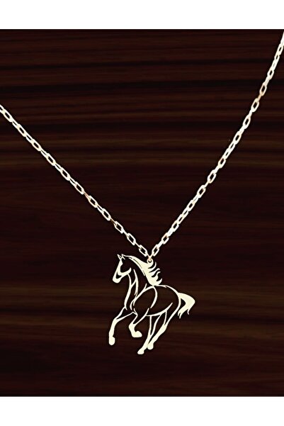 Genel Markalar At Desenli Gümüş Kolye El Yapımı Kadın Kolyesi