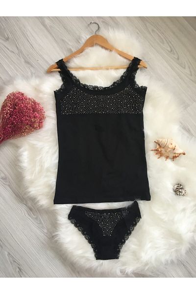 Altınay Stoned Lace Panties Undershirt Set
