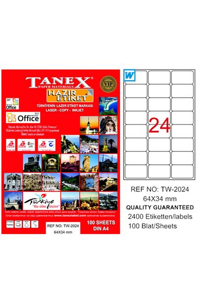 Tanex 100 Yp Laser Label - 64x34 Laser-Copy-Inkjet Tw-2024
