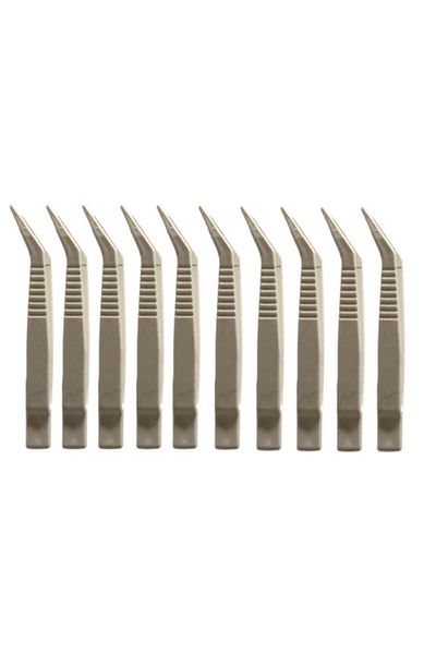 Hdg Curved Tip Plastic Tweezers 10 Pieces White - Bead Stringing Tweezers