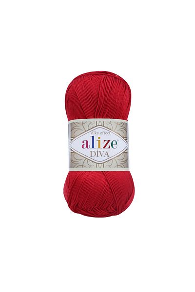 Alize Punch Yarn Diva 106 Red Knitting Yarn | Mercerized | Punch Embroidery |spring/summer 100 gr.