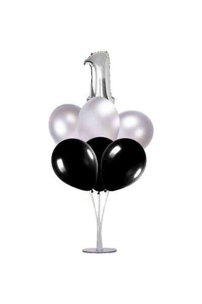 Şeker Adası 1 Year Old Number Foil Balloon Gold Gold 40 Cm, Balloon Stand, 6 Balloons, Birthday, Anniversary, Party
