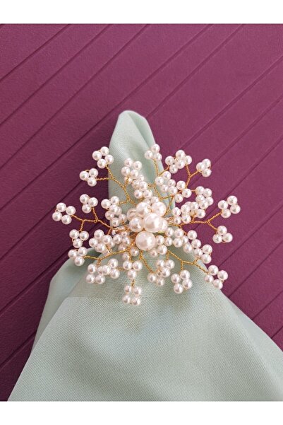 pekars خاتم منديل ندفة الثلج من اللؤلؤ الوردي 6 قطع