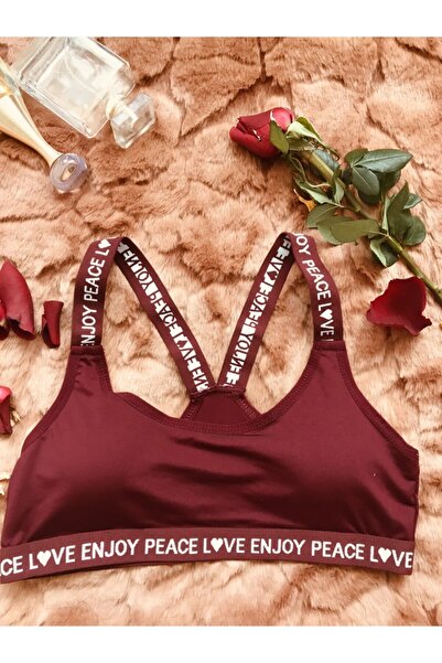 Minikom Butik حمالة صدر رياضية بوستير باللون الأحمر الداكن للنساء للياقة البد...