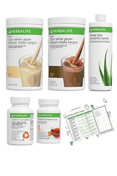 Herbalife Shake Çikolata+vanilya + Şeftali Çay + Aloe Vera + Thermo Complete ...
