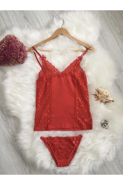 Altınay Women's Red Panties Undershirt Set
