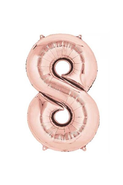 Happyland 8 أرقام بالون من رقائق الذهب الوردي 100 سم