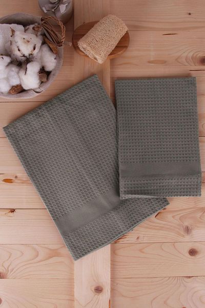 Baveno Beige 2-Piece Pique Multi-Purpose Towel Set 40x60 & 60x110