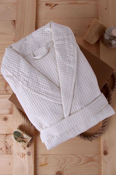 Baveno Μπουρνούζι Unisex Cream Cotton Pique