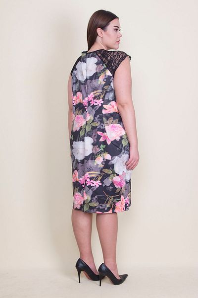 Şans Rochie căptușită pentru femei, mărime mare, cu dantelă colorată, cu modele florale 65n22423