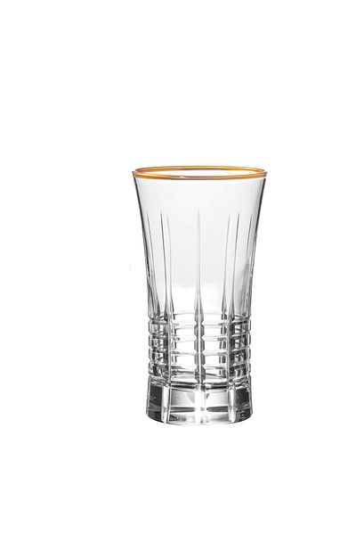 KCD Helen Gold Cut Hand Decor Gilded 6 Pieces Patterned Water and Soft Drink Glass Set