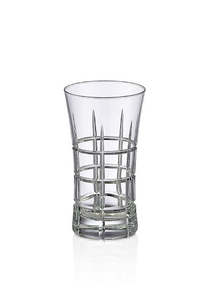 KCD Carre Cut Hand Decor Gilded 6 Pieces Patterned Water and Soft Drink Glass Set