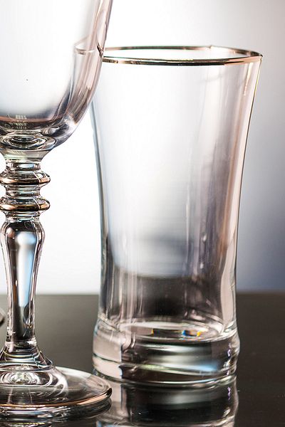 KCD Soprano Platinum Cut Hand Decor Gilded 6 Pieces Patterned Water and Soft Drink Glass Set