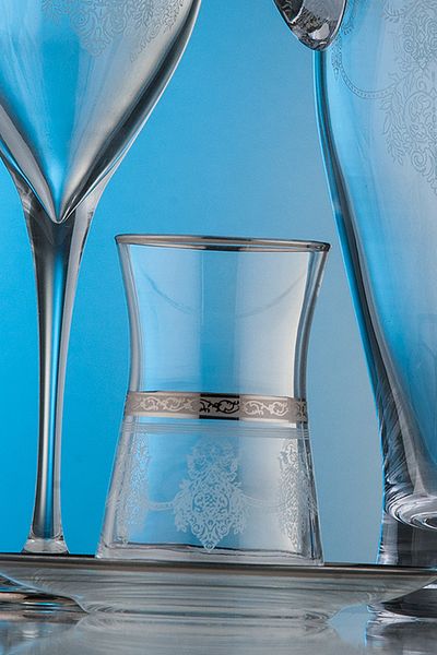 KCD Drape Platinum 12-Piece Tea Cup Set for 6 People
