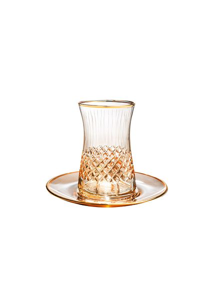 KCD Antique Yellow 12-Piece Tea Cup Set for 6 People