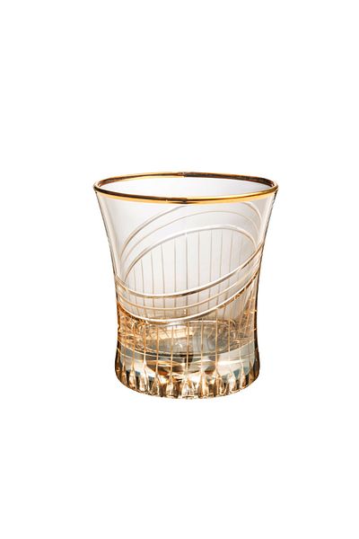 KCD Seremoni Coffee Cut Hand Decor Gilded 6 Pieces Patterned Water Glass Set