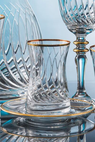 KCD Daren Altın 6 Kişilik 12 Parça Çay Bardak Seti