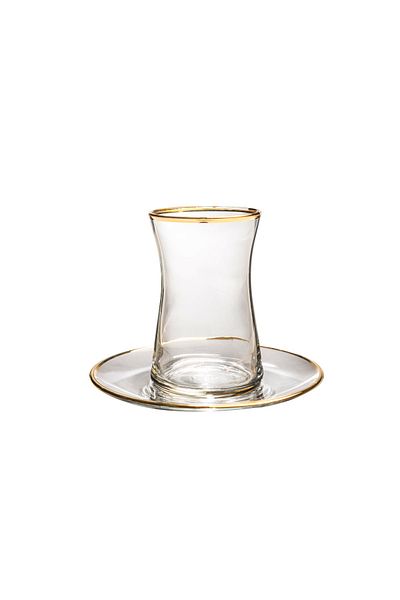 KCD Soprano Gold 12-Piece Tea Cup Set for 6 People