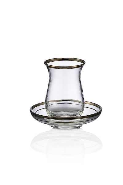 KCD Bolero Platinum 12-Piece Tea Cup Set for 6 People