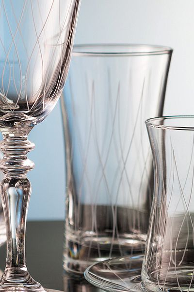 KCD Panora Cut Hand Decor Gilded 6 Pieces Patterned Water and Soft Drink Glass Set