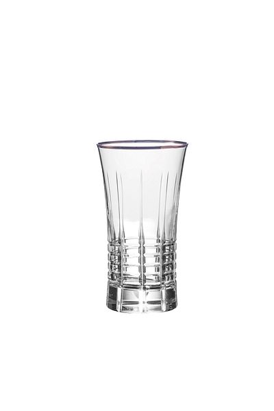 KCD Helen Platinum Cut Hand Decor Gilded 6 Pieces Patterned Water and Soft Drink Glass Set