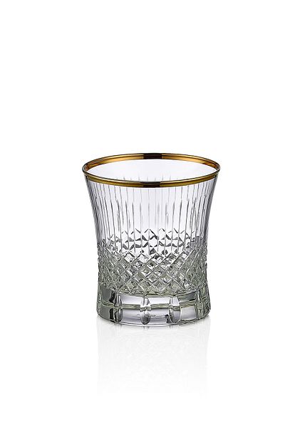 KCD Antique Gold Cut Hand Decor Gilded 6 Pieces Patterned Water Glass Set