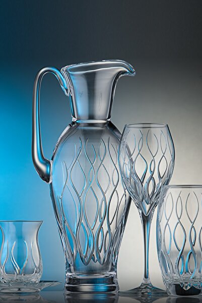 KCD Kilim Sade 31 Parça Cam Sofra Sunum Çeyiz Seti Su Bardak Takımı Kesme El ...