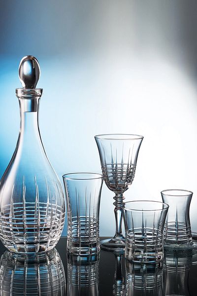 KCD Helen Simple 31 Piece Glass Tableware Presentation Dowry Set Water Cup Set Cutting Hand Decor